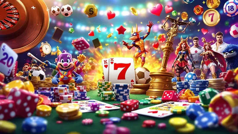 Layar slot dengan simbol, gulungan, dan panel permainan